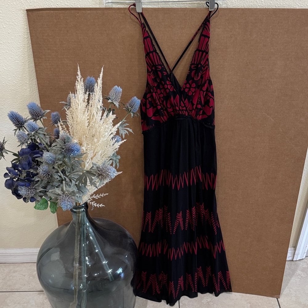 Vivienne Tam Mesh Empire Waist Black Floral Print VTG Sz M
